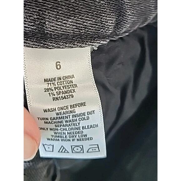 Aeropostale Black Denim Mini Skirt Size 6 Distressed Y2K Goth Skater Grunge - Picture 5 of 9